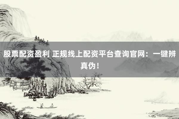 股票配资盈利 正规线上配资平台查询官网：一键辨真伪！