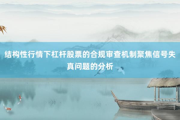结构性行情下杠杆股票的合规审查机制聚焦信号失真问题的分析