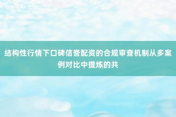 结构性行情下口碑信誉配资的合规审查机制从多案例对比中提炼的共