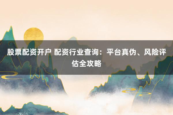 股票配资开户 配资行业查询：平台真伪、风险评估全攻略