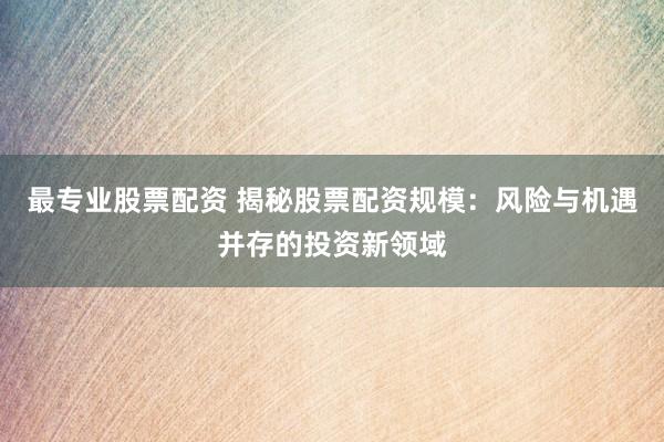 最专业股票配资 揭秘股票配资规模：风险与机遇并存的投资新领域
